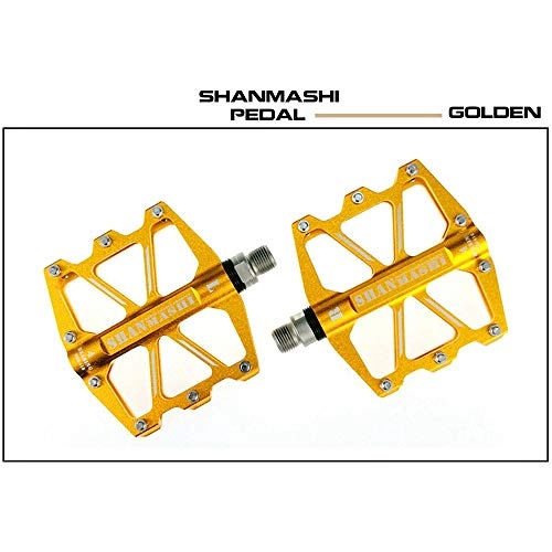 Mountain Bike Pedal : YAzNdom Bicycle Pedal Aluminum Riding A Mountain Bike Pedal 1 And Durable Anti-skid Surface When It Rains Or A Road Color Climbing 6 Lightweight Skid (Color : Gold)