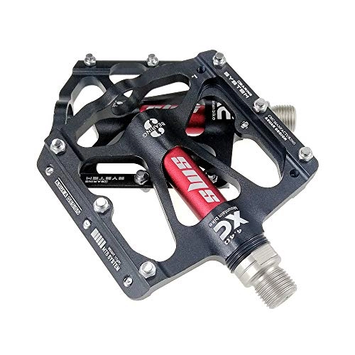 Mountain Bike Pedal : YAzNdom Bicycle Pedal Mountain Protects Spindle Bearings Self-sealing Surface Of The Aluminum Alloy Vehicle Road Pedal 1 5 Color Durable Skid Pedal Lightweight Skid (Color : Black)
