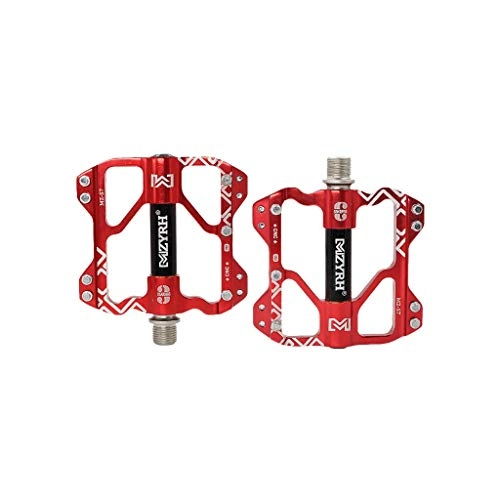 Mountain Bike Pedal : YGLONG Bike Pedals 1 Pair Bike Pedals Mountain Road Bicycle Flat Platform MTB Cycling Aluminum Alloy Bicycle Pedals (Color : Red)