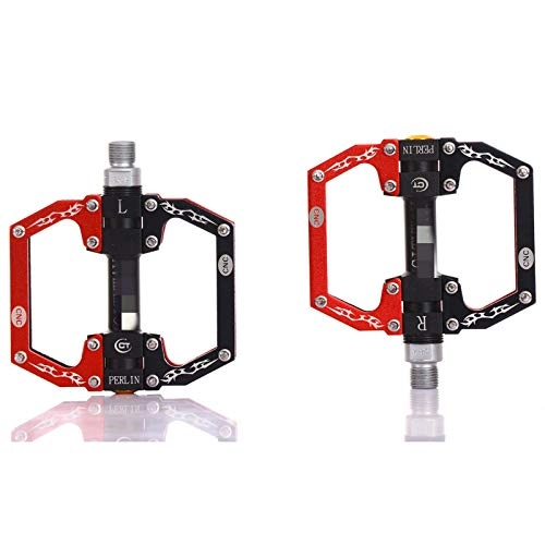 Mountain Bike Pedal : Yhjkvl Bicycle Pedals Aluminum Alloy Mountain Bike Pedals Flat Platform Sealed Bearing Axle 9 / 16" Cycling Bicycle Pedals Bike Pedals (Size:115 * 105 * 25mm; Color:Black+Red)