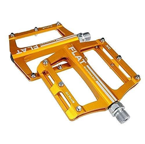 Mountain Bike Pedal : YMZ Ultra-light Mountain Bike Bicycle Wide and Comfortable Aluminum Alloy Foot Pedal Pedal Anti-skid Foot Pedal (Gold)