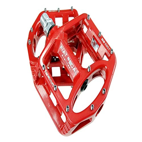 Mountain Bike Pedal : YSHUAI Good Grip Bicycle Flat Pedals, Light Weight Bicycle Pedals, Magnesium Alloy Durable Ultra Road Bike Pedals, Non-Slip 9 / 16 Inch Spindle Bearings for Mountain Bikes, Red