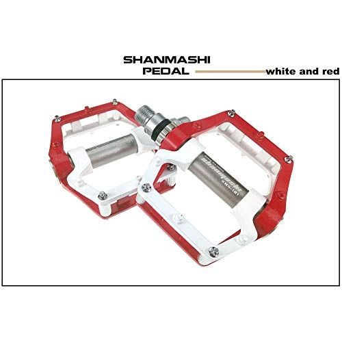 Mountain Bike Pedal : Yuqianqian Mountain Bike Pedals 1 Pair Aluminum Alloy Antiskid Durable Bike Pedals Surface For Road BMX MTB Bike 5 Colors (SMS-181) (Color : White red)