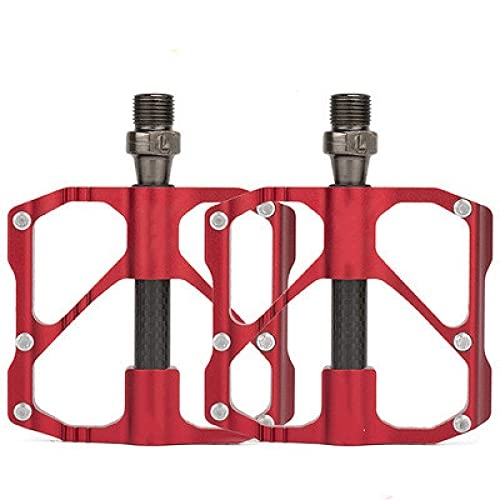 Mountain Bike Pedal : YUY Bicycle Pedal Road Bike Carbon Fiber Bearing Pedal Mountain Bike Aluminum Anti-slip Ultralight 3 Bearing Pedals with Toe Clips, M86Cred