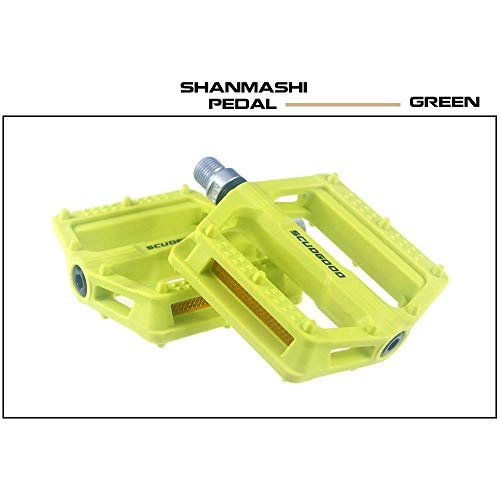 Mountain Bike Pedal : YuYzHanG Bicycle Pedal Mountain Bike Pedal 1 Pair Of Nylon Non-slip Durable Pedal Surface For Road 5 Colors Non-slip Flat Pedal (Color : Green)