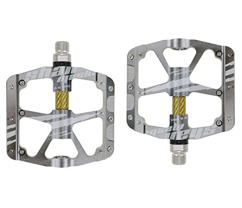 Mountain Bike Pedal : Yuzhijie Bicycle flat pedal golden pedal mountain bike pedal 3 bearing, Silver