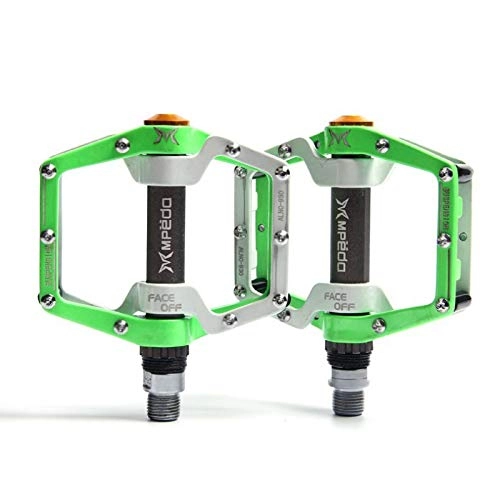 Mountain Bike Pedal : Yuzhijie Mountain bike bicycle pedal aluminum alloy dead fly non-slip bearing pedal, White green