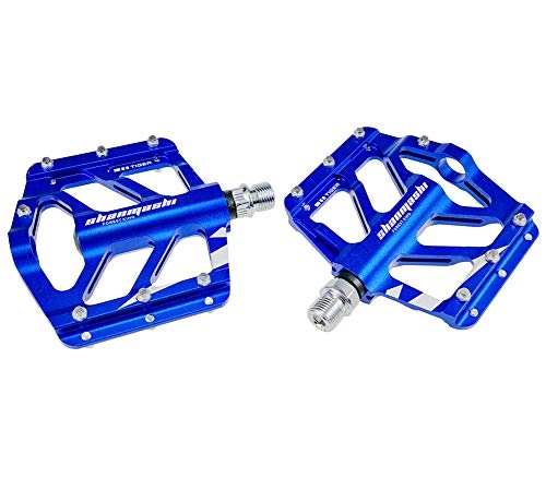 Mountain Bike Pedal : Yuzhijie Mountain bike tiger pedal Mountain bike bicycle pedal Road bike pedal Folding bike aluminum pedal, Blue