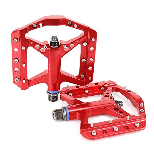 Mountain Bike Pedal : Yuzhijie Pedali per biciclette, bici da discesa, lega di alluminio lucidato a specchio, pedali per mountain bike, Red