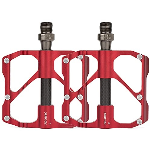 Mountain Bike Pedal : YZGSBBX 3 bearing mountain bike pedal platform bicycle anti skid ultra light pedal Pedals (Color : Red)