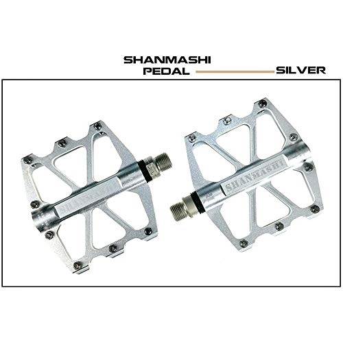 Mountain Bike Pedal : Zhicaikeji Bicycle pedal Mountain Bike Pedal 1 Pair Of Aluminum Alloy Non-slip Durable Pedal Surface Road 6 Colors Lightweight skid (Color : Silver)