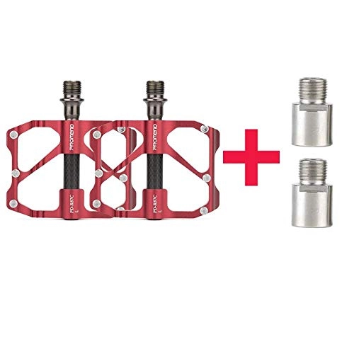 Mountain Bike Pedal : zhtt Pedals, Bicycle Cycling Bike Pedals, New Aluminum Antiskid Durable Mountain Bike Pedals Road Bike Hybrid Pedals, R87C Red Steel Shaft Core Extender