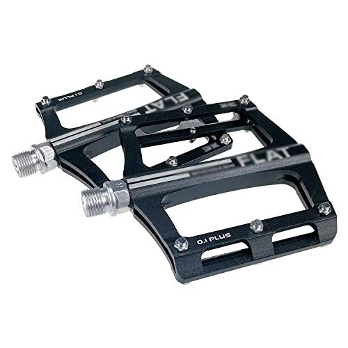 Mountain Bike Pedal : ZWCC Mountain Bike Bearing Pedals 9 / 16 Inch Spindle Aluminum Alloy Flat Platform For Bmx Mtb Road Bicycle, Black