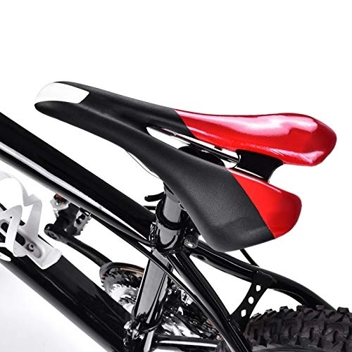 Mountain Bike Seat : Agatige Bike Seat, Waterproof Bicycle Saddle for Men & Women, Comfortable PU Leather Bicycle Cycling Seat Mountain Road Bike Seat Cushion (RED+WHITE)