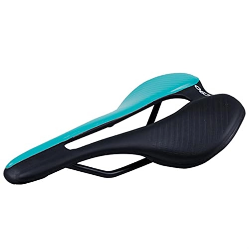 Mountain Bike Seat : Bicycle Saddle Seat Nylon Fiber Cushion Mountain Bike Road Bike Cushion Ventilation Cool Artificial Leather (Color : Black green)