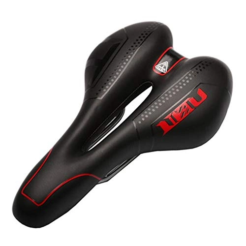 Mountain Bike Seat : Bicycle Saddle Skidproof Seat Silica Gel Cushion Breathable Sillin Bicicleta MTB Road Bike Cycling Bicycle Saddle (Color : Black Red)