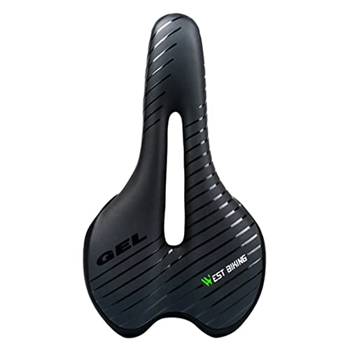 Mountain Bike Seat : Bicycle Saddle Taillight MTB Mountain Road Bike Waterproof PU Leather High-Elastic GEL Cushion Soft Cycling Saddle Black Green