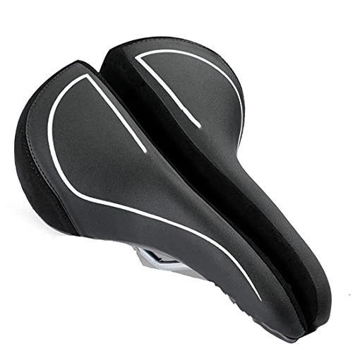 Mountain Bike Seat : Bicycle Seat, Mountain Bike Taillight Saddle, Hollow Breathable Sponge Thickened Soft and Comfortable Riding Accessories, can Comfortable and Breathable