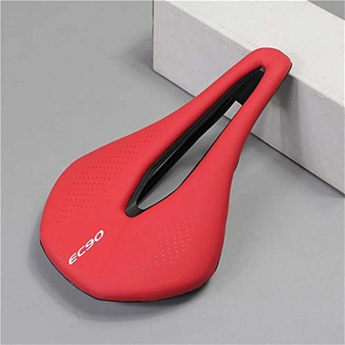 Mountain Bike Seat : Bike Bicycle Seat Saddle MTB Road Bike Saddles Mountain Bike Racing Saddle PU Breathable Soft Seat Cushion (Color : Red)