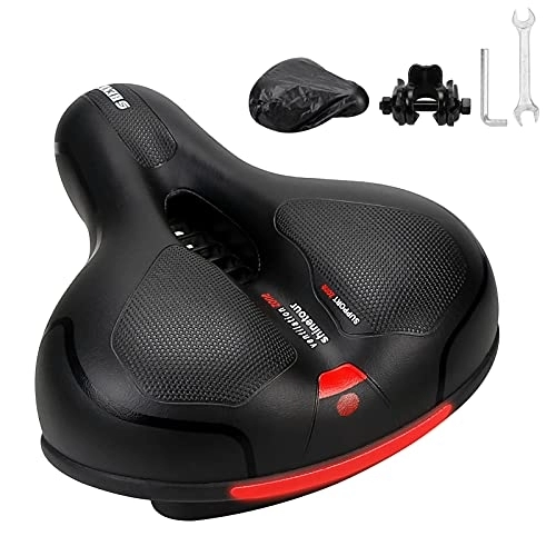 Mountain Bike Seat : Bike Saddle, Hollow Ergonomic Bicycle Seat Wide Comfortable Cycling Seat with Reflective Strip Replacement for MTB, Exercise Bike and Road Bikes