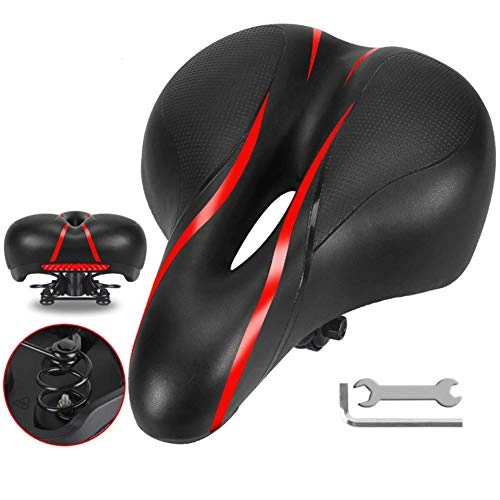 Mountain Bike Seat : Bike Seat / Bicycle Saddle Comfort Cycle Saddle With Taillight, Wrench Waterproof Soft Cycle Seat Suitable For Women And Men, Professional In Road Bike, Mountain Bike, Exercise Bike, Folding Bike