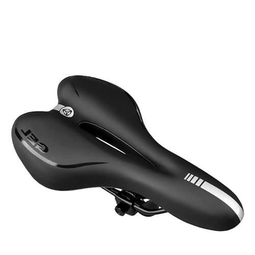 Mountain Bike Seat : Bike Seat Reflective Shock Absorbing Hollow Bicycle Saddle PVC Fabric Soft Mtb Cycling Road Mountain Bike Seat Bicycle Accessories Bike Saddle (Color : Black)