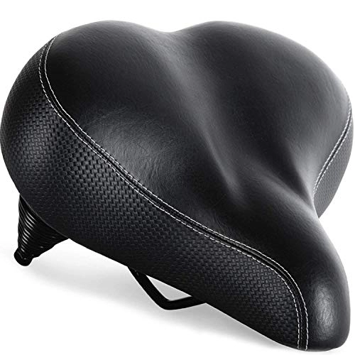 Mountain Bike Seat : Bikeroo Extra Padded Bike Seat - Firm Comfortable Bike Seats for Men & Women - Compatible with Peloton, NordicTrack, Schwinn, Indoor Stationary Exercise Bikes - Wide Bicycle Seat Replacement Saddle