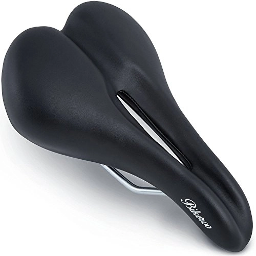 Mountain Bike Seat : Bikeroo Most Comfortable Bike Seat for Men - Mens Padded Bicycle Saddle with Soft Cushion - Improves Comfort for Mountain Bike, Hybrid and Stationary Exercise Bike