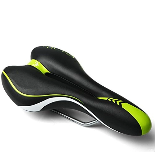 Mountain Bike Seat : CHE^ZUO BICYCLE SADDLE Thick Comfortable Silicone Bicycle Riding A Bicycle Cushion, the Black-Green B, 280 * 160Mm Accessories