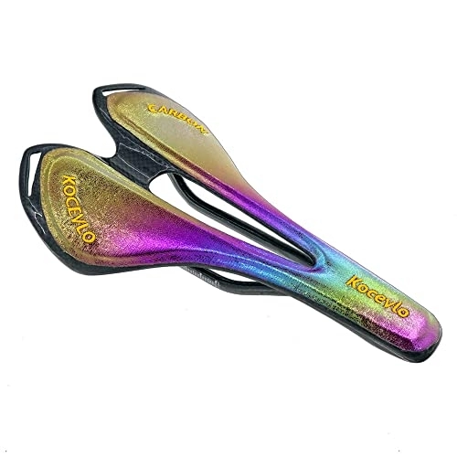 Mountain Bike Seat : Colorful Comfortable Bike Seat Lightweight Carbon Fiber Bicycle Saddle Cushion with Leather Cover for Road Bike and Mountain Bike 270mmx143mm