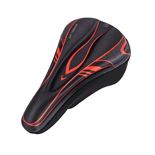 Mountain Bike Seat : Comfort Bike Seat Silicone Soft Padded Bicycle Saddle Anti-Slip Waterproof Bike Saddle Cover Fit for Bicycle Mountain Road Bikes / 496 (Color : Flame-red)