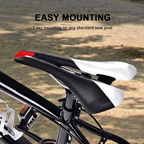 Mountain Bike Seat : Easy Mounting Bicycle Saddle PU Leather and Hascrome Material Shockproof Bike Seat Cushion Mountain Bikes for Road Bikes Mainstream Bike Cycling(Black and White)