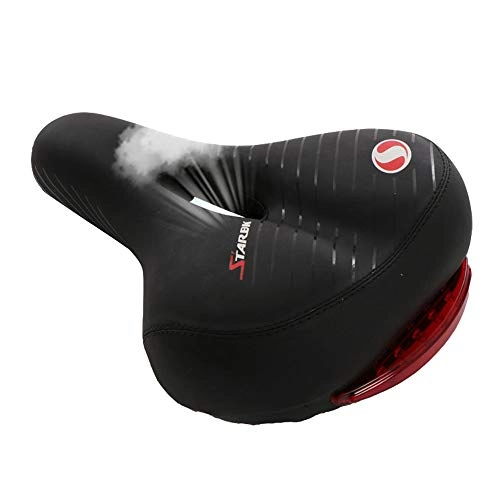 Mountain Bike Seat : FENGSHUAI Mountain Bike Seat Cushion, Comfortable And Breathable Shock Absorption High Elastic Sponge PVC with Taillight Bicycle Saddle(black)