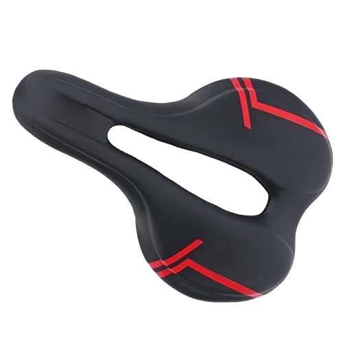 Mountain Bike Seat : FOLOSAFENAR Hollow Bike Cushion, Ergonomic Breathable Microfiber PU Leather Tilted Down Head Frosted Bottom Shell Mountain Bike Saddle Cushion for Riding(Black and Red)