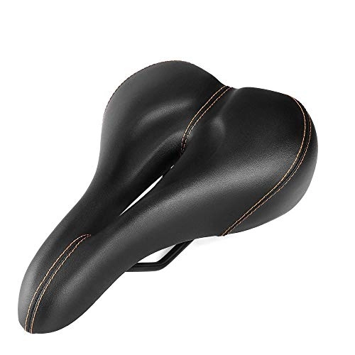 Mountain Bike Seat : FUJGYLGL Bike Seat, Bicycle Saddle with Soft Memory Foam, Wear-Resistant PVC Leather, Universal Dual-Rail Mounting System, Breathable Waterproof for Exercise Bikes and Outdoor Bikes