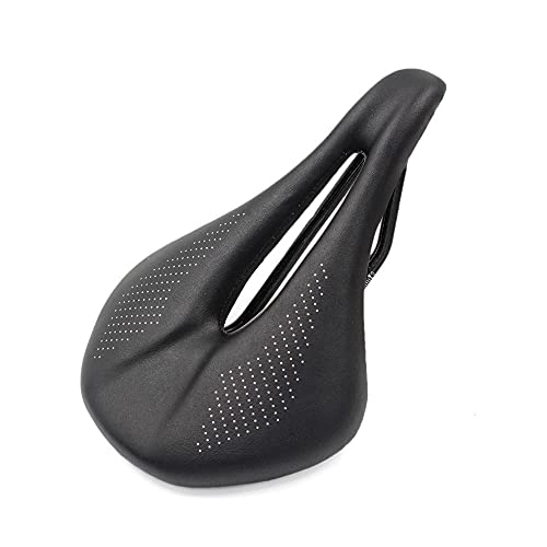 Mountain Bike Seat : Full carbon fiber mountain bike saddle road bike seat cushion bicycle seat comfortable leather seat bag (Color : Black, Size : 155mm)