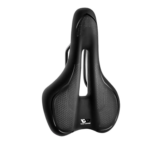 Mountain Bike Seat : Gel Bike Seat Thicken Bicycle Saddle Comfortable Shockproof Cycling Seat Hollow Non-slip Soft Cushion Travel MTB Road Bike Saddle Road Bike Seat (Color : A Black)