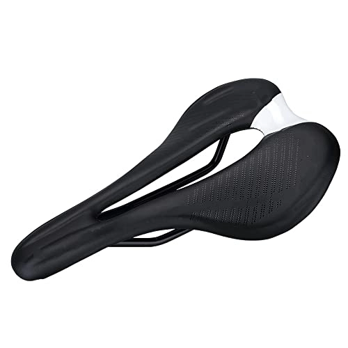 Mountain Bike Seat : GFMODE NEW Seat Cushion Fiber Cushion Road Car Cushion Ergonomic Mountain Bike Saddle cushion Bicycle Accessories (Color : Black white)