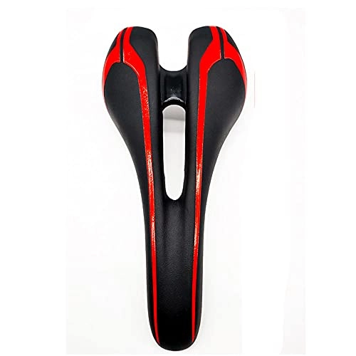 Mountain Bike Seat : KAIBINY Bicycle Seat, Waterproof Non-Slip Wear-Resistant Breathable Comfortable Microfiber Leather EVA Hollow Design Shock Absorption Ergonomics Suitable for all Mountain Bikes (Red)