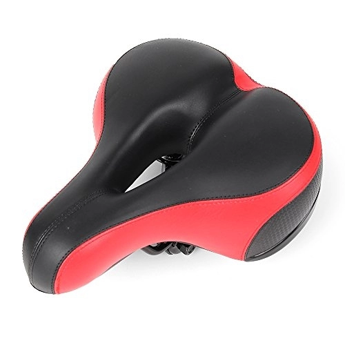 Mountain Bike Seat : Ladies Gel Soft Bike Saddle Comfortable Extra Wide Saddle with Hole for MTB Mountain Bike, black red