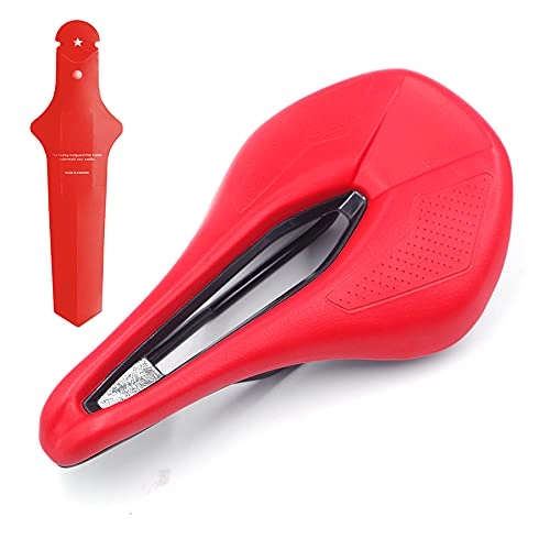 Mountain Bike Seat : LAKYT Bike Saddle Bicycle Saddle For Mens Womens Comfort Road Cycling Saddle Mtb Mountain Bike Seat 143mm Black Red Green Bike Seat (Color : RED FENDER)