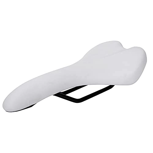Mountain Bike Seat : LJLCD Bicycle saddle White Mountain Road Bike Saddle Comfortable Shockproof Cycling Bicycle Cushion For Road Bikes Or Fixed Gear Bicycles Comfortable and durable (Color : White)