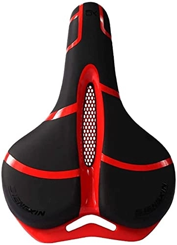 Mountain Bike Seat : LRX Bike Seat Cushion Road Bike Saddle Breathable Thickened Mountain Bike Seat Cushion Bicycle Cycling Replacement Parts For Women Men (Color : Red Black)