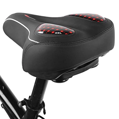 Mountain Bike Seat : LZKW Durable Bike Pad, Bicycle Saddle, Shock Absorb for Mountain(red, Non-porous (solid type) large saddle)