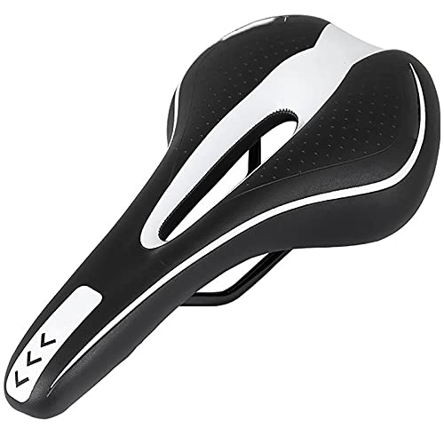 Mountain Bike Seat : MAATCHH Bike Saddle Breathable Mountain Bike Saddle Bicycle Seat Cushion Double Tail Wing Center Hollow Seat Cushion Fit Most Bikes (Color : White, Size : 27.5x14.5cm)