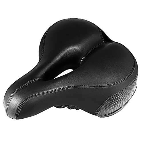 Mountain Bike Seat : MBROS Bicycle Saddle, Oversized Padded Seat Riding Gear Accessories, Ergonomically Designed Seat Cushion, Dirt Resistant, Breathable, Suitable for Sports / road / mountain Bike (Color : Black)
