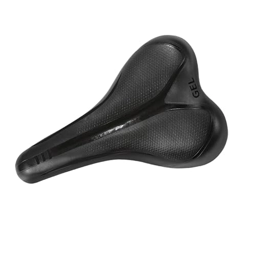 Mountain Bike Seat : MCBEAN Bike Seat Cushion with Warning Tail Light Mountain Bicycle Saddle Waterproof Leather Thick Silicone Cycle Seat Shock Absorber Comfortable Soft Wide Mat, Black