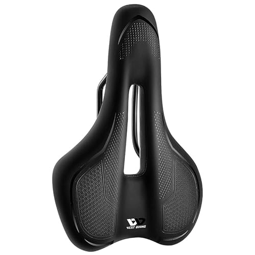 Mountain Bike Seat : MCBEAN Soft Bike Saddle Mountain Bicycle Seat Cushion Padded Waterproof Breathable Night Road Exercise Cycling Accessories Thicken with Reflective Strip Men Women, Black