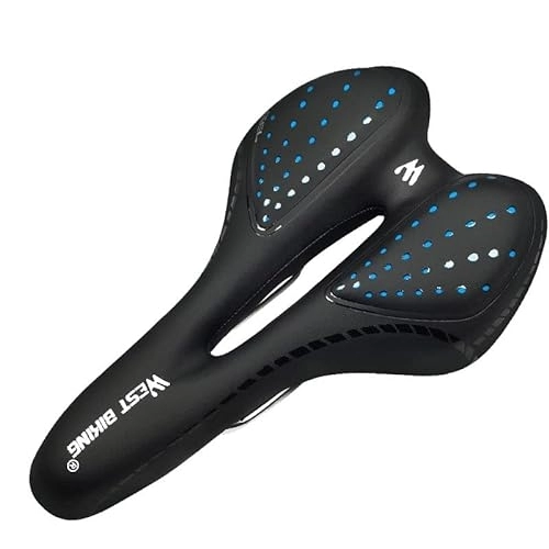 Mountain Bike Seat : Memory Foam Mountain Road Bike Saddle for Men Women Soft Breathable Waterproof Replacement Comfortable Cushion for Indoor Outdoor Cycling Exercise Mountain Stationary Bike, Blue