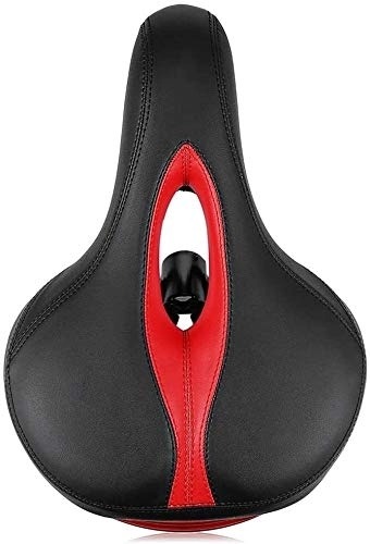 Mountain Bike Seat : MGIZLJJ Bicycle Seat, Memory Foam Bicycle Saddle with Taillight, Padded Leather Mountain Bike Seat, Non-Slip Soft Breathable Double Spring Design, for Road Bikes & Mountain Bike (Color : Red)